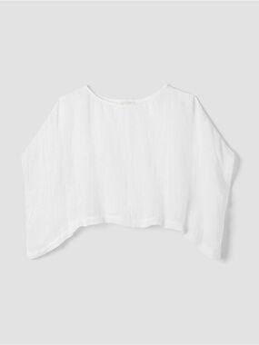 Eileen Fisher Organic Linen Gauze Bateau Neck Poncho
